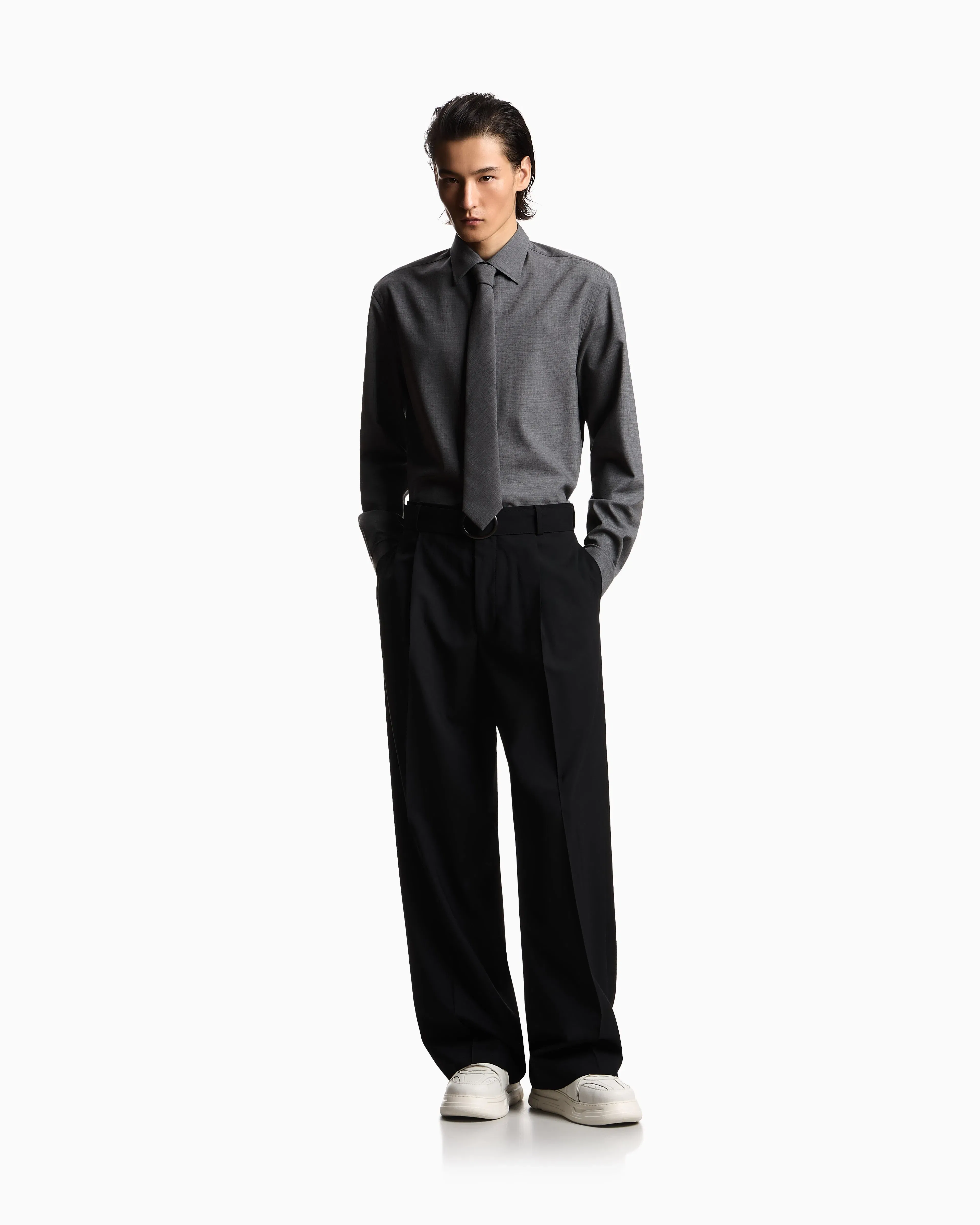 Emporio Armani Soft-finish virgin-wool canvas shirt