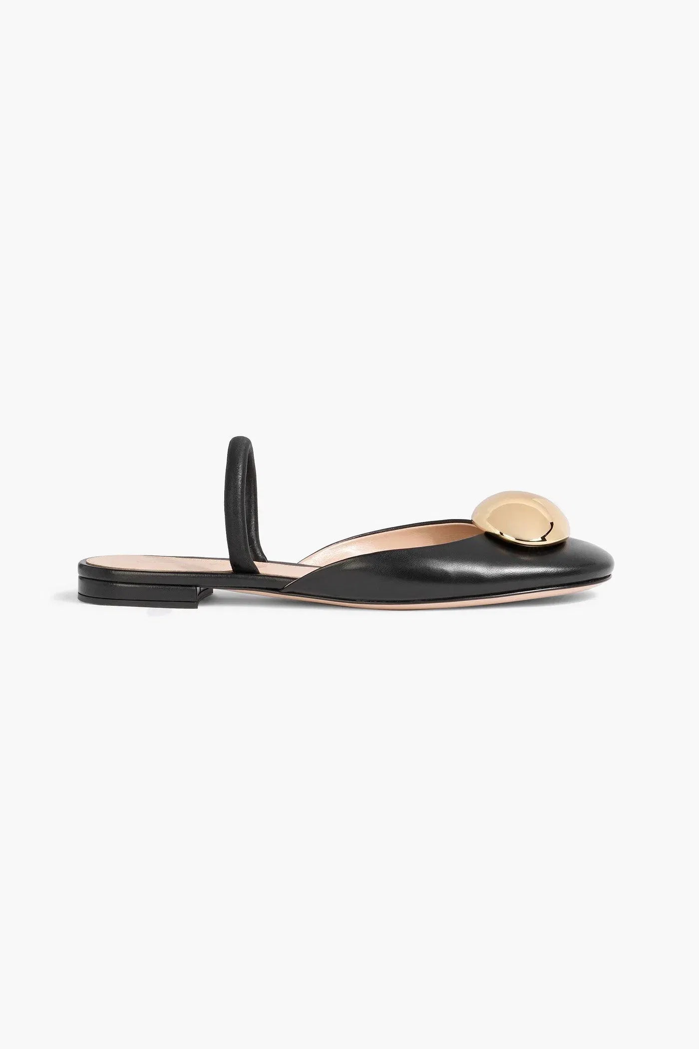 Gianvito Rossi Sphera Embellished Leather Flats Black Women's