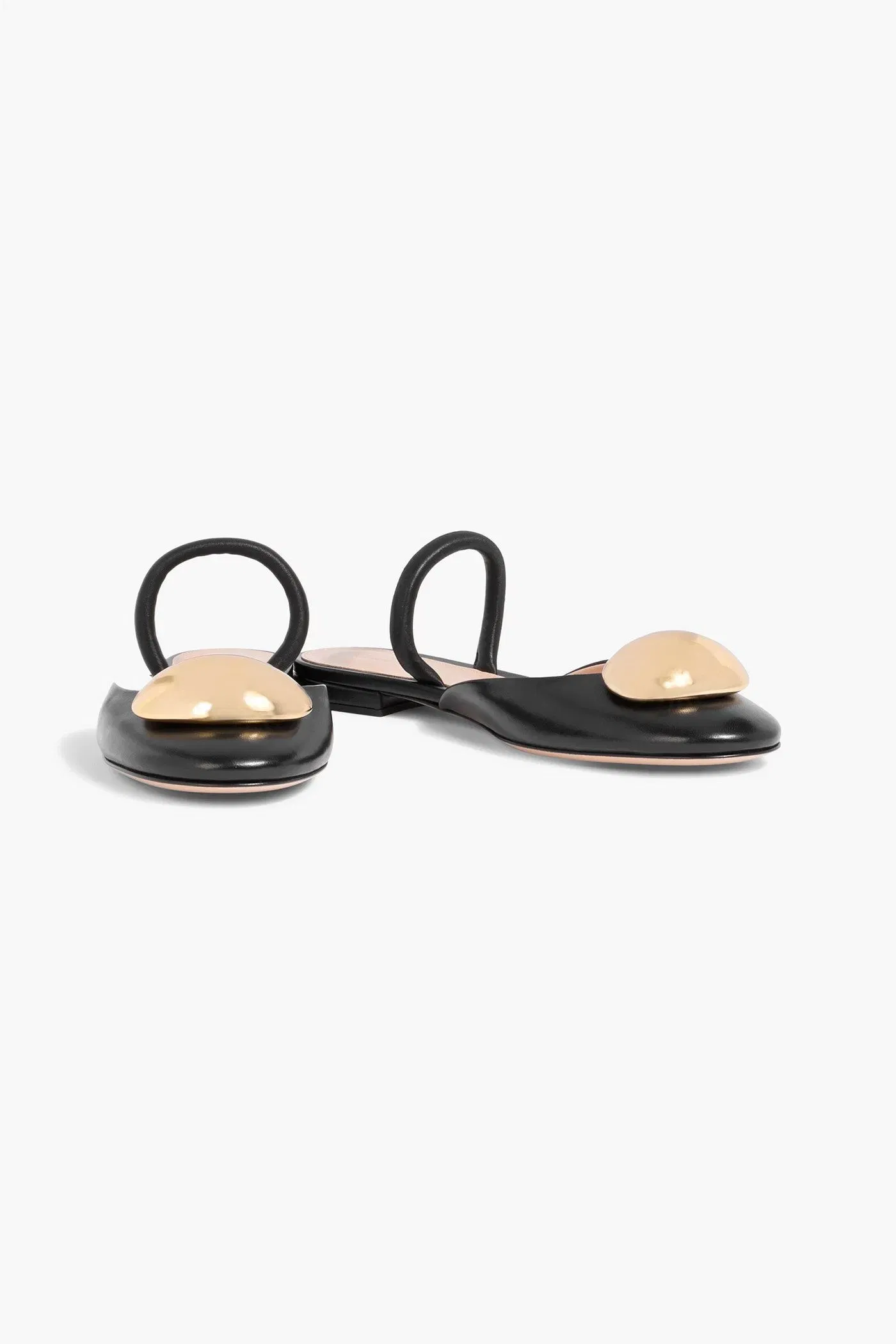 Gianvito Rossi Sphera Embellished Leather Flats Black Women's