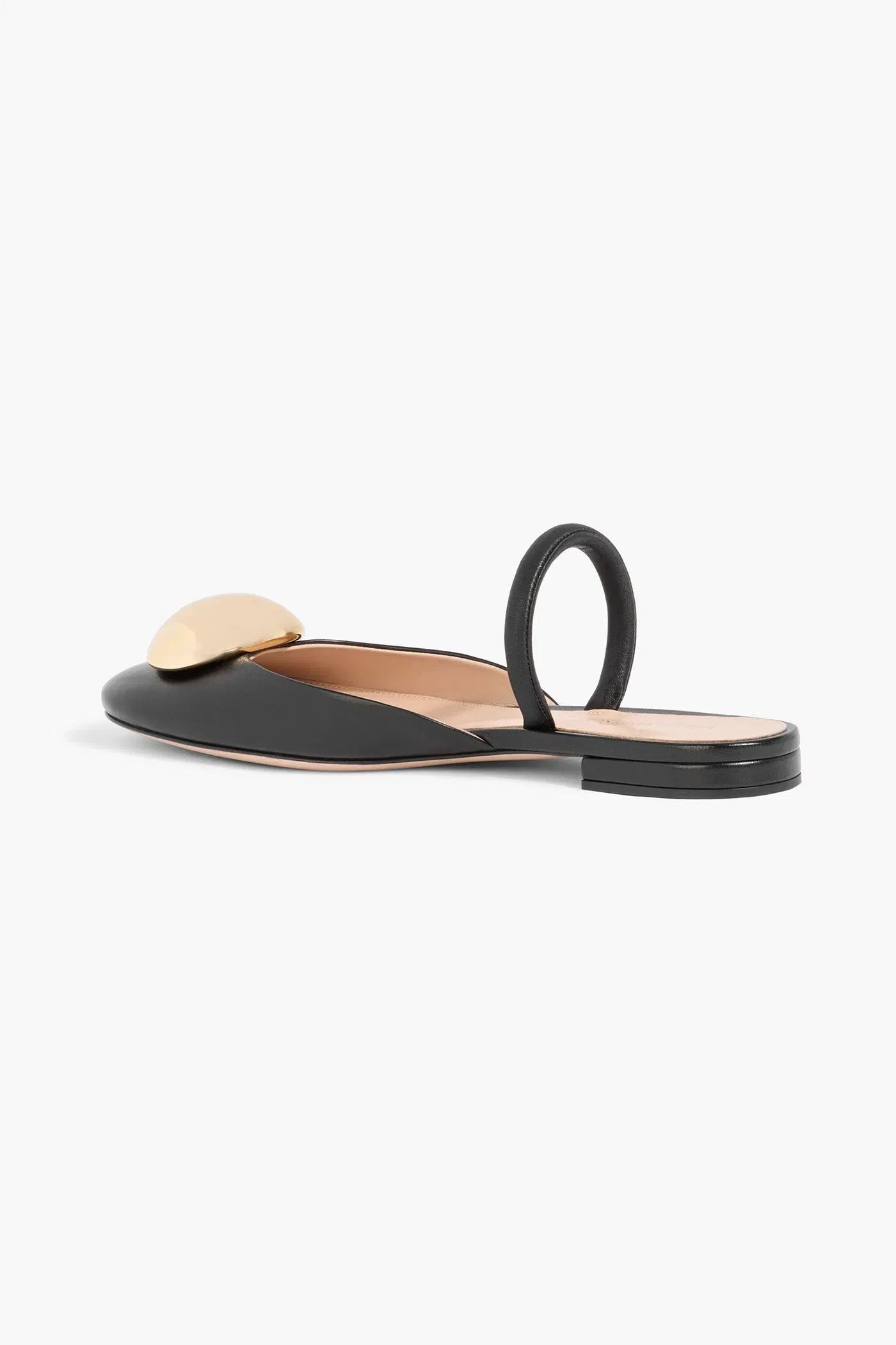 Gianvito Rossi Sphera Embellished Leather Flats Black Women's