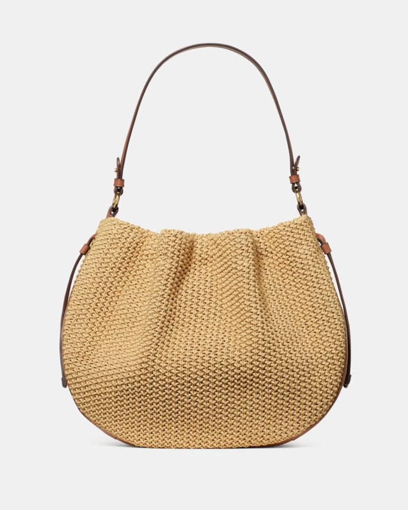 KateSpade Pinch Straw Shoulder Bag Natural Multi