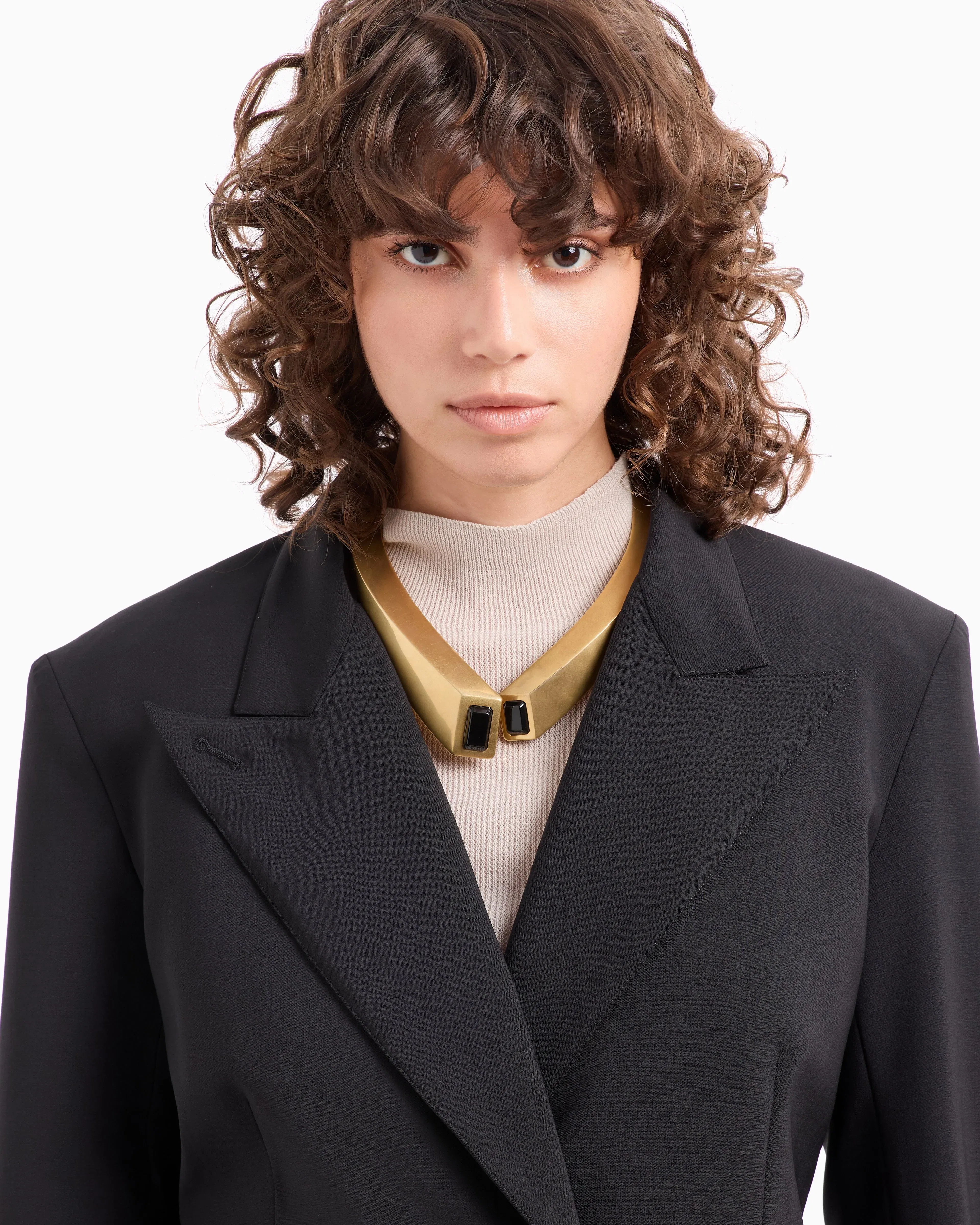 Emporio Armani Gold Collar Necklace with Black Accents