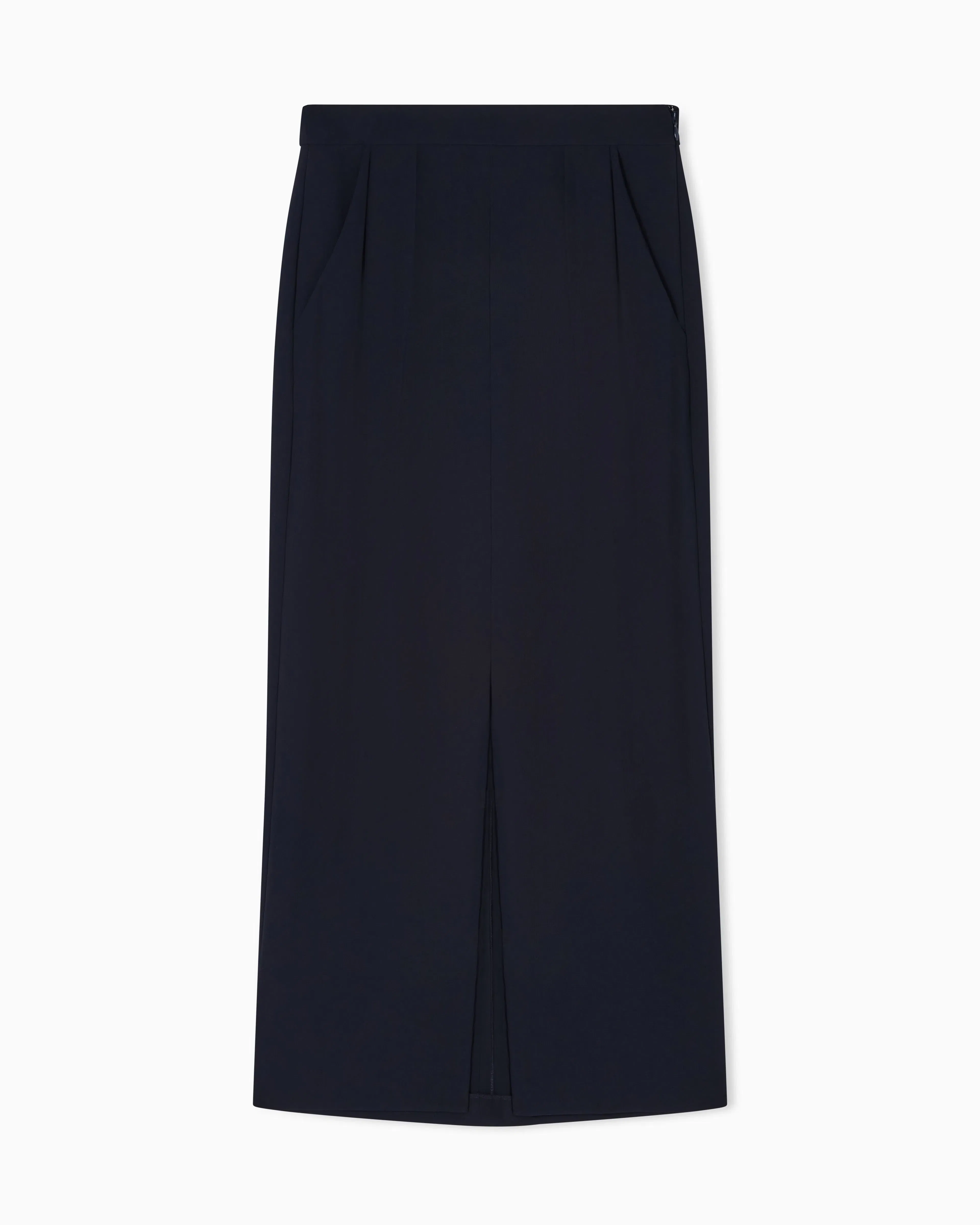 Emporio Armani Icon washed cady crêpe pleated long skirt