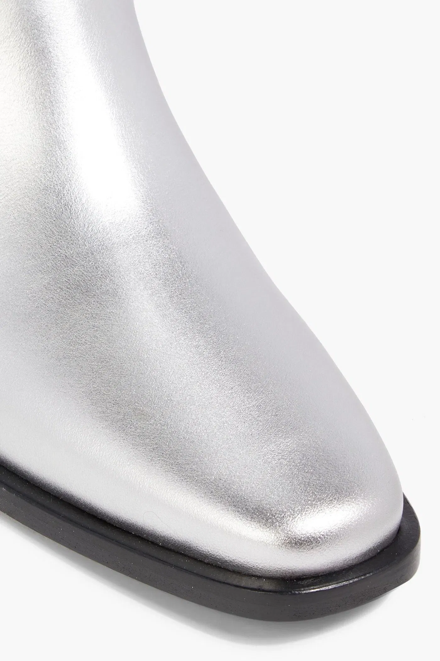 Khaite Wooster Metallic Leather Boots Silver Women's