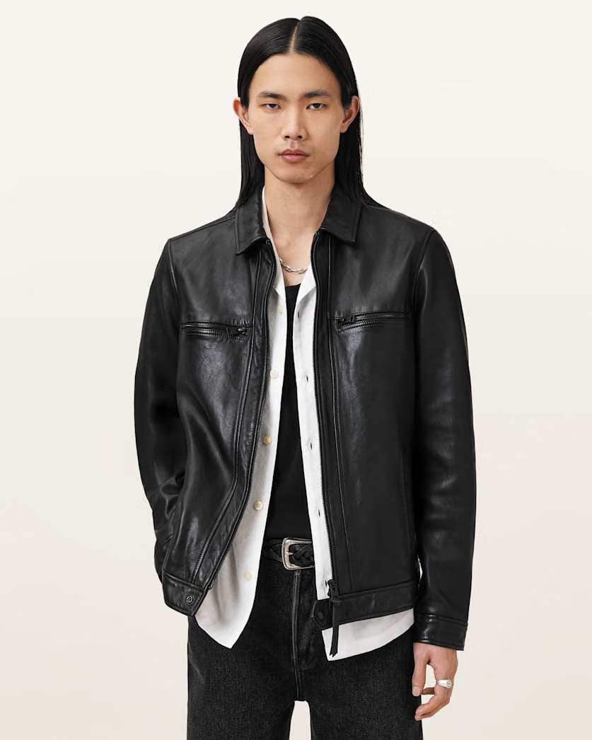 AllSaints Luck Leather Jacket Black