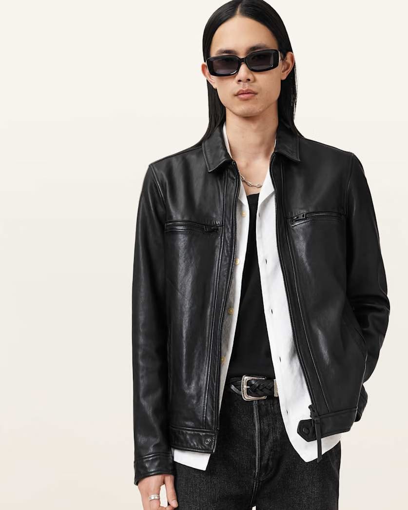 AllSaints Luck Leather Jacket Black