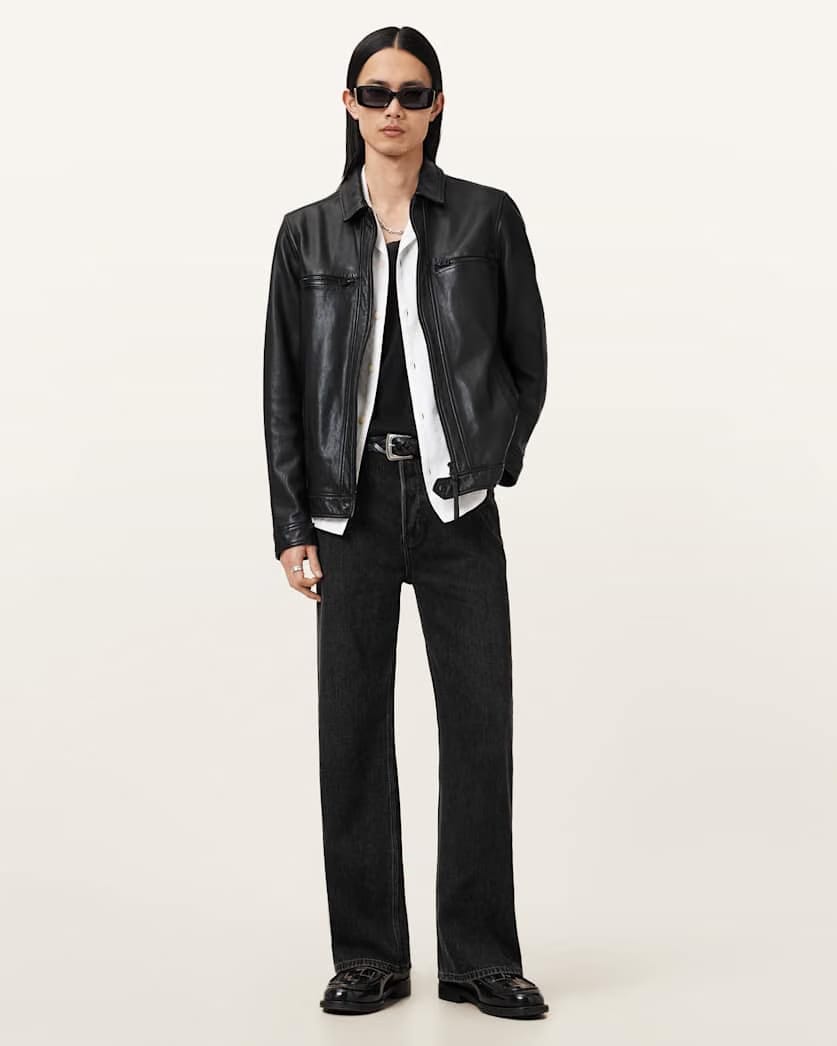 AllSaints Luck Leather Jacket Black