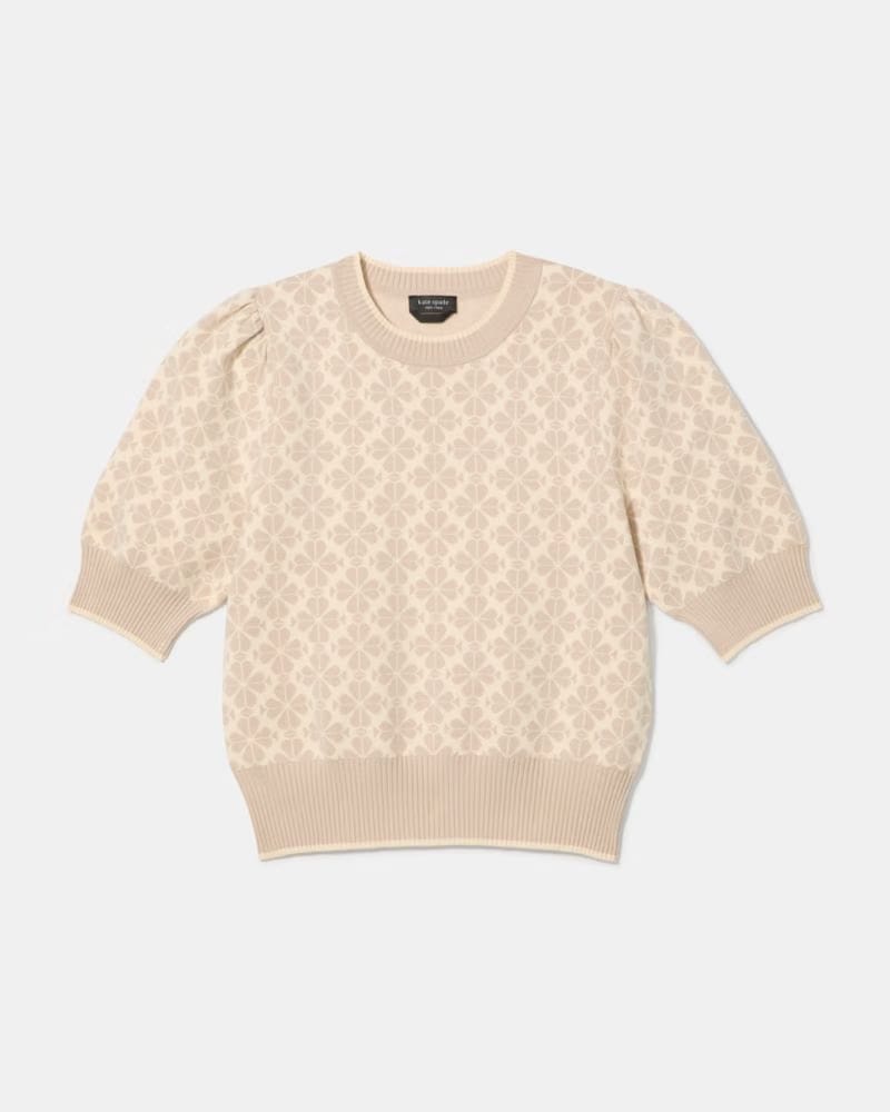 Spade Flower Puff Sleeve Sweater