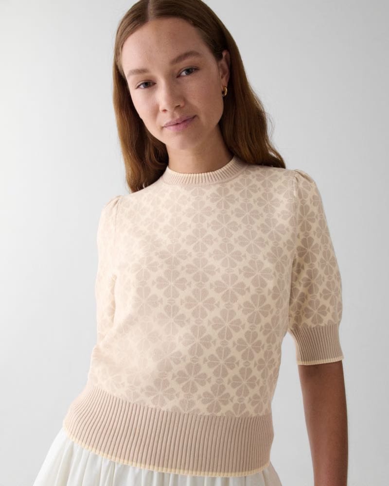 Spade Flower Puff Sleeve Sweater