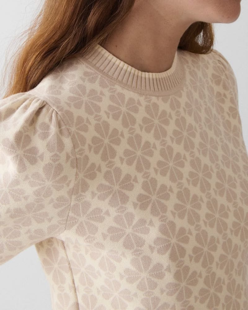 Spade Flower Puff Sleeve Sweater