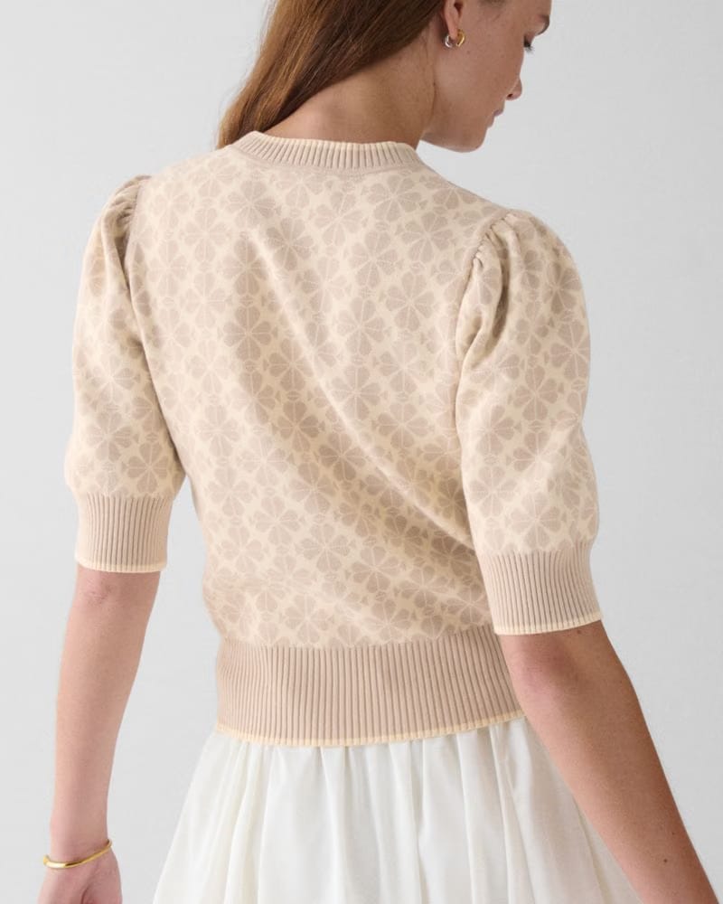Spade Flower Puff Sleeve Sweater