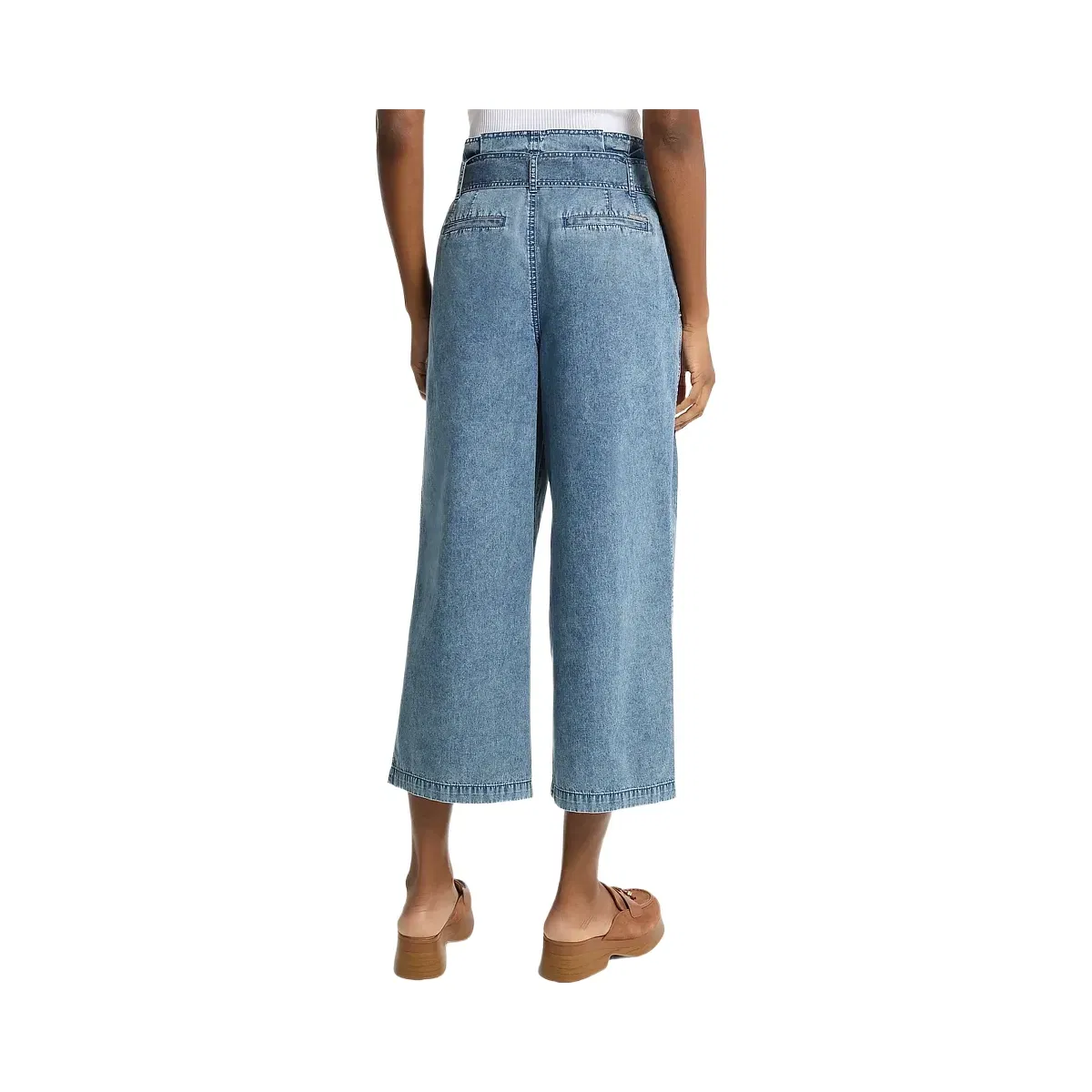 Michael Kors Denim Cropped Paperbag Pants DUSK BLUE WASH