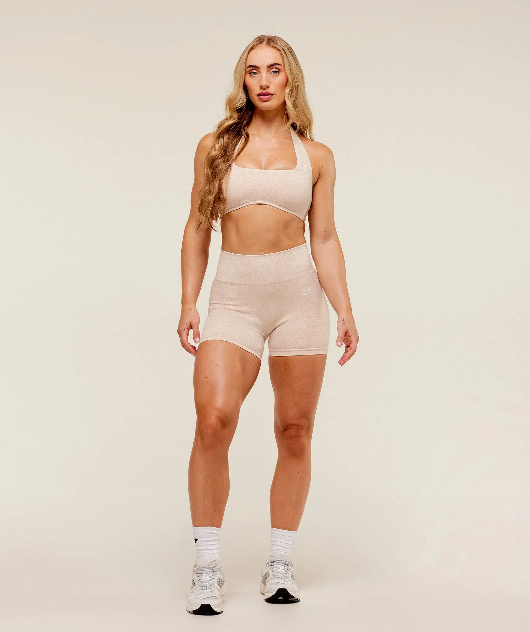 Women's Gymshark Adapt Fleck Seamless Shorts Coconut White