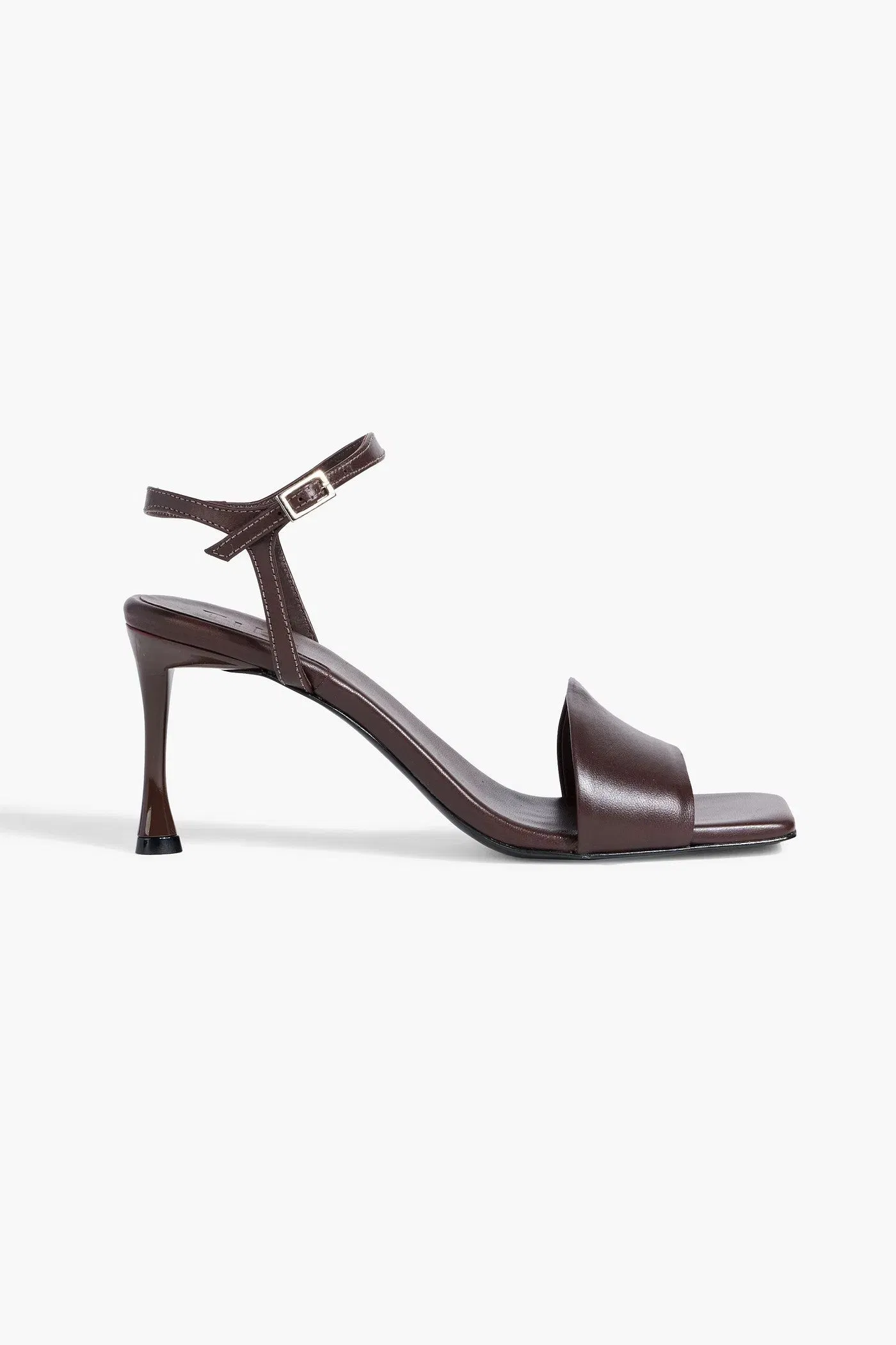 Tibi Golly Leather Sandals Dark Brown Women's