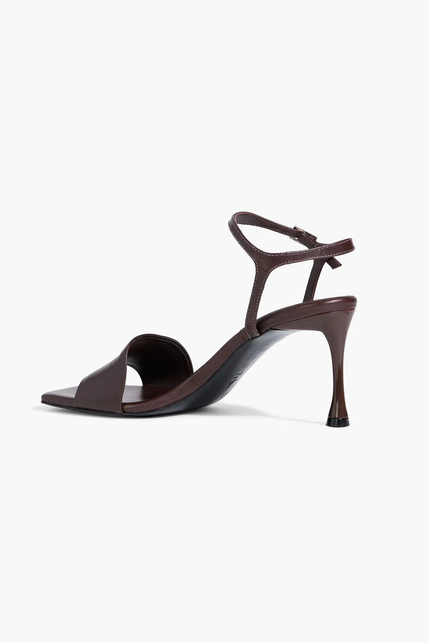 Tibi Golly Leather Sandals Dark Brown Women's