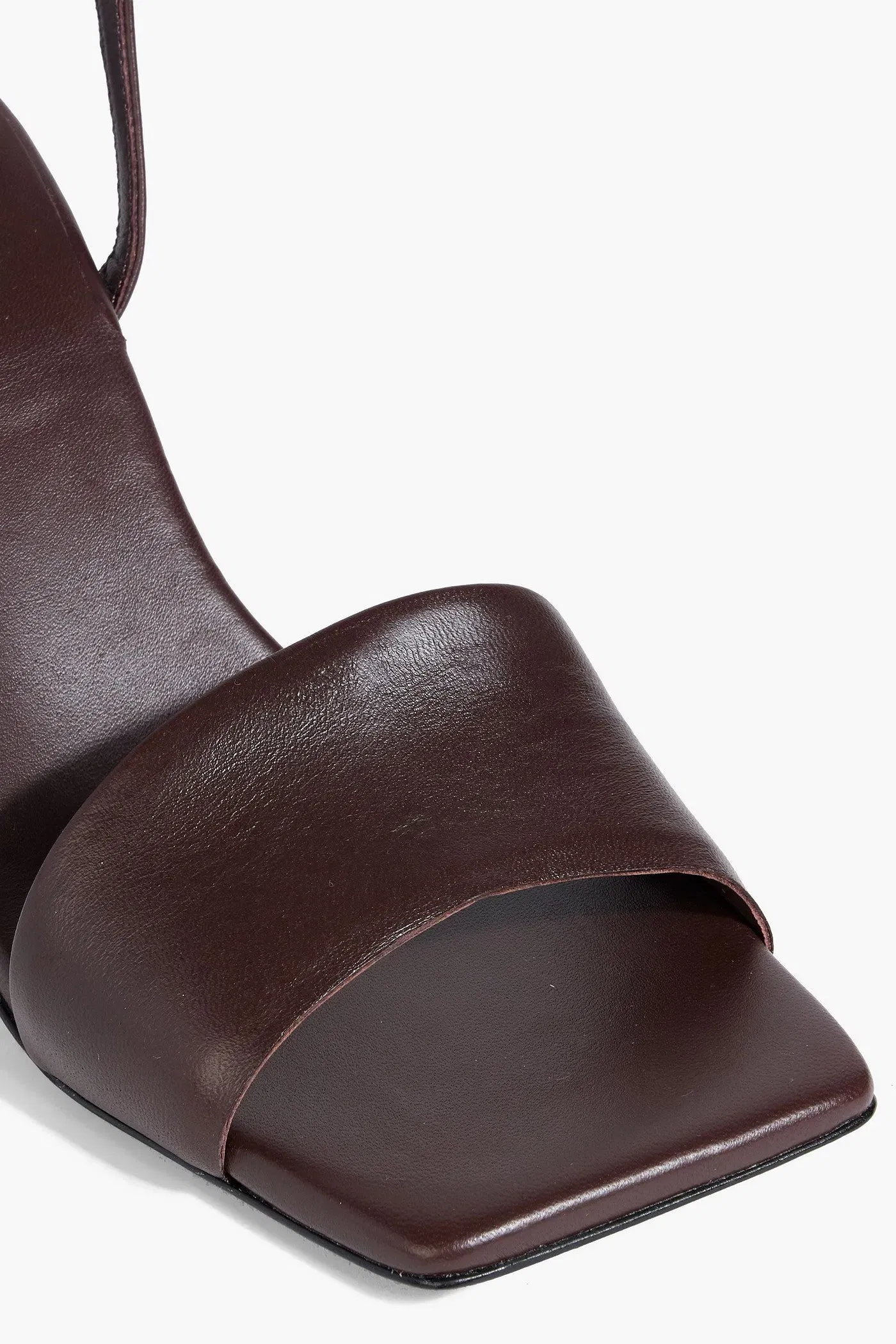 Tibi Golly Leather Sandals Dark Brown Women's