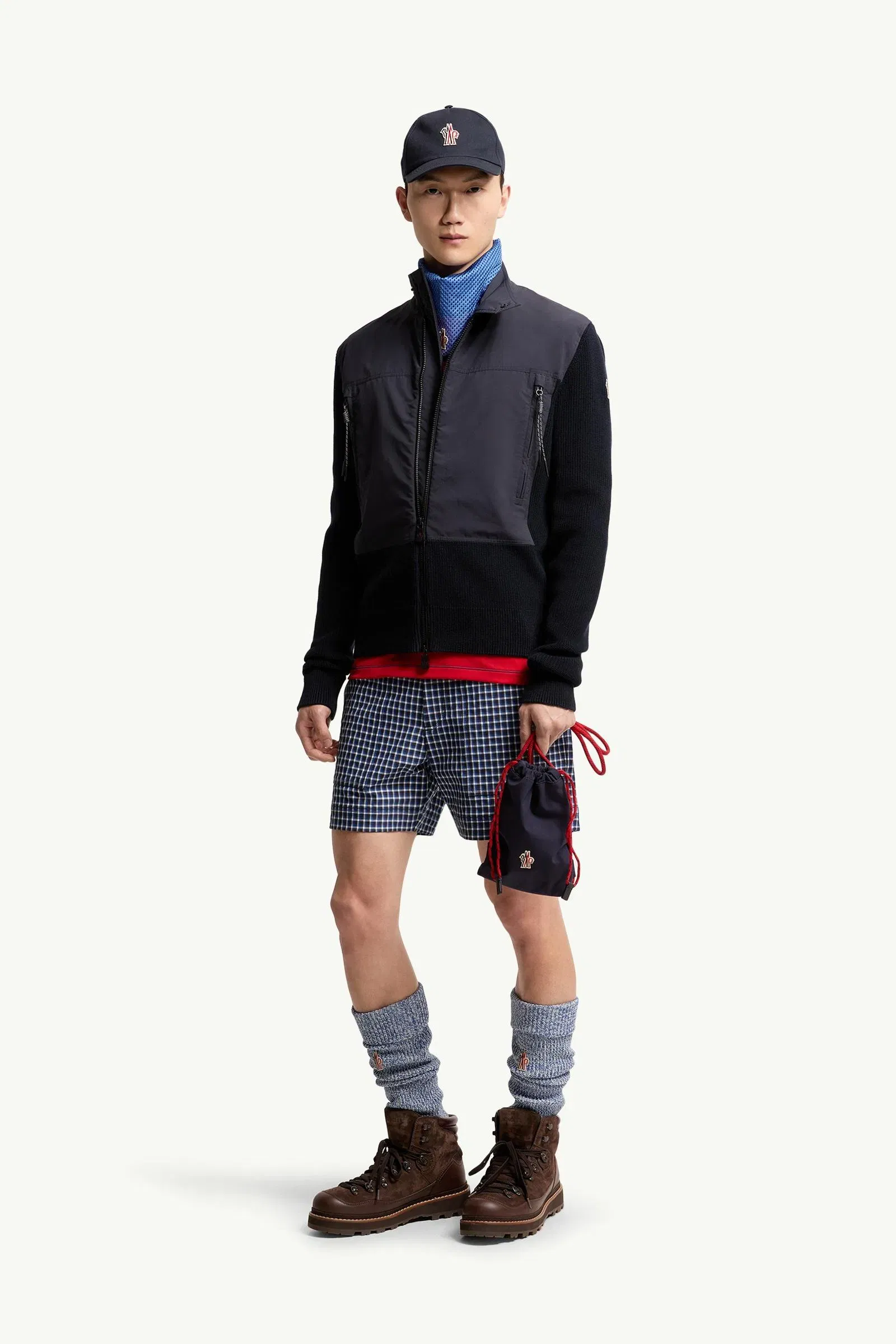 Moncler Padded Zip-Up Cotton Cardigan Navy Blue Navy Blue