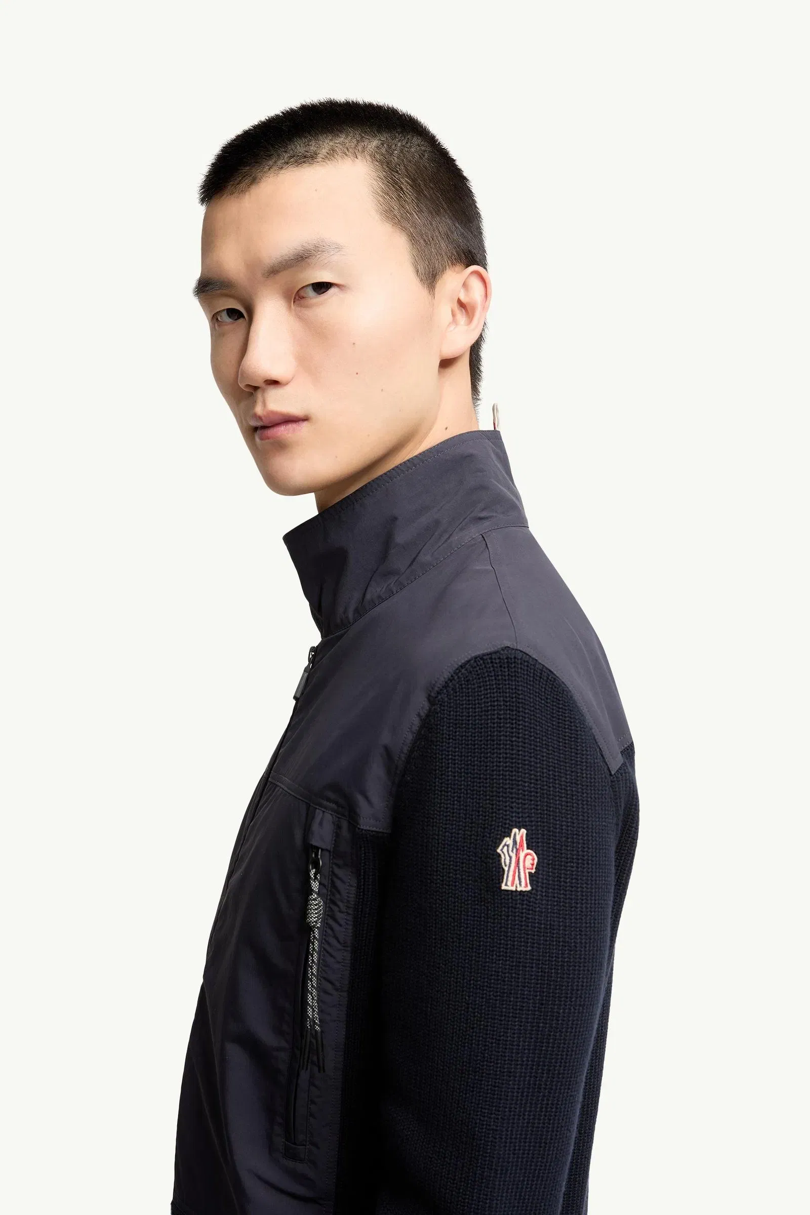 Moncler Padded Zip-Up Cotton Cardigan Navy Blue Navy Blue