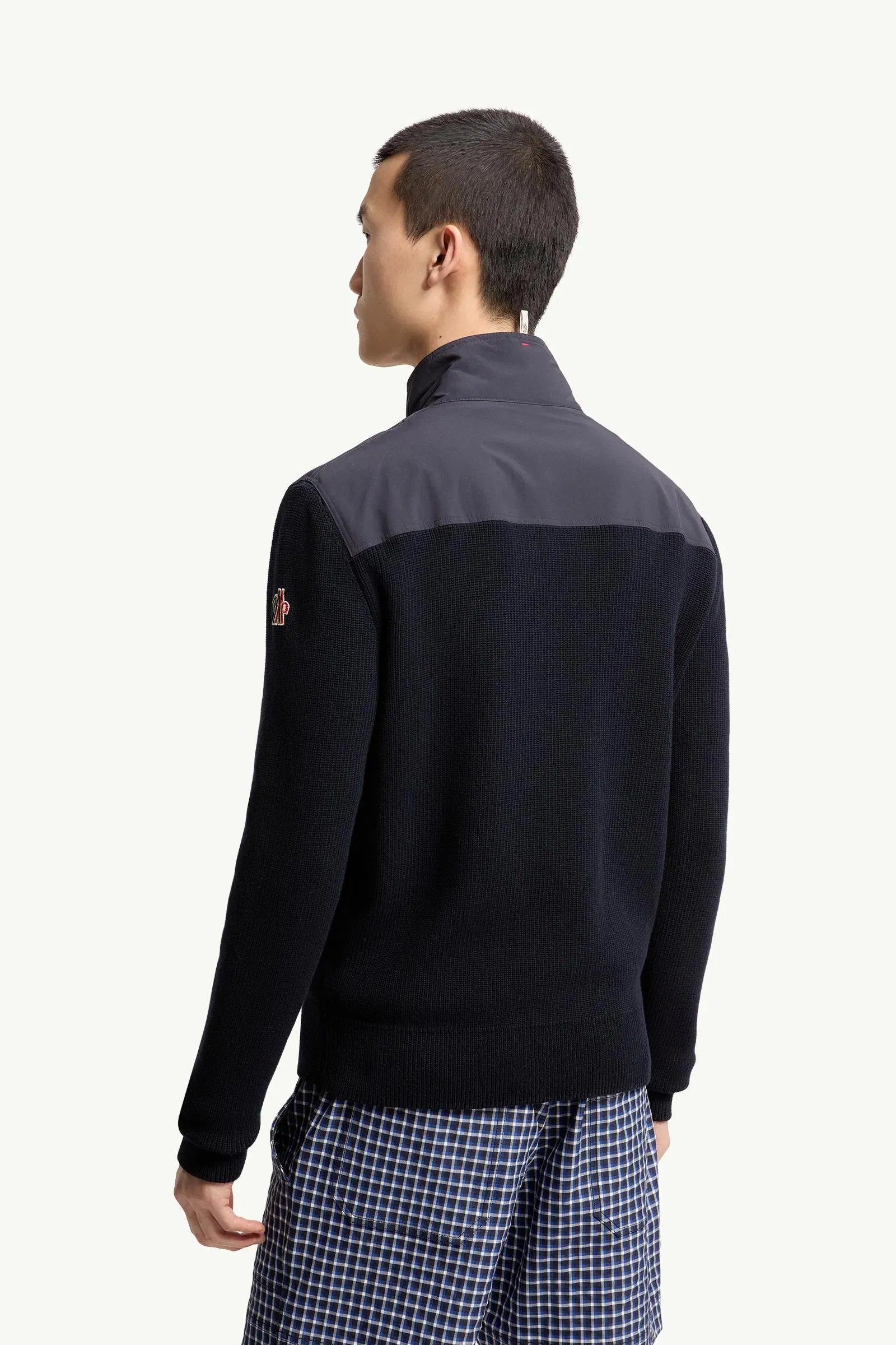 Moncler Padded Zip-Up Cotton Cardigan Navy Blue Navy Blue