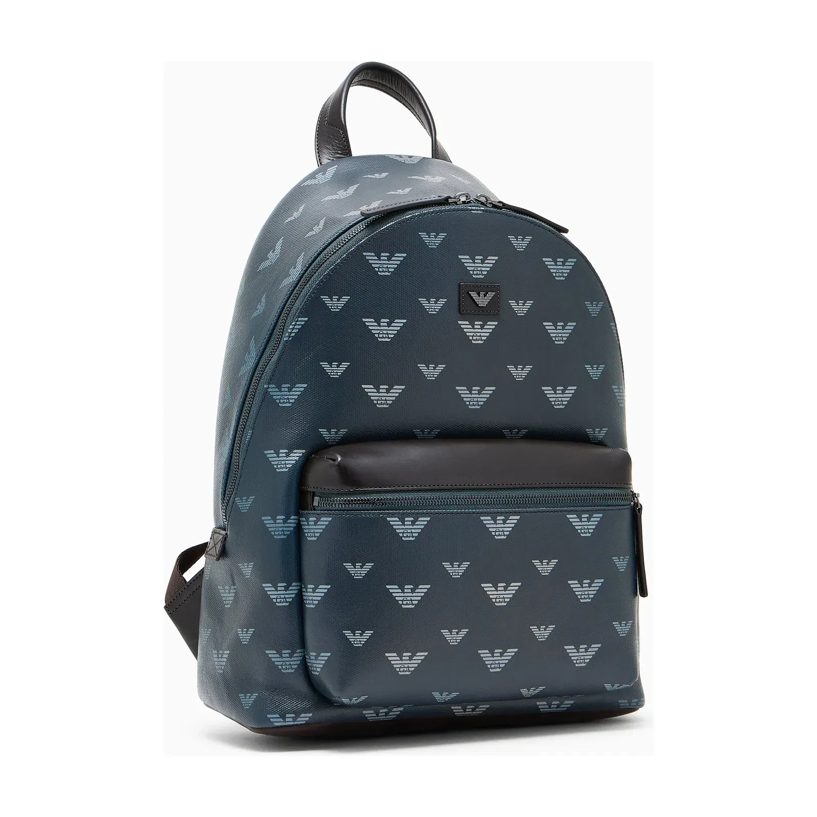 Emporio Armani Coated canvas backpack with all-over eagle