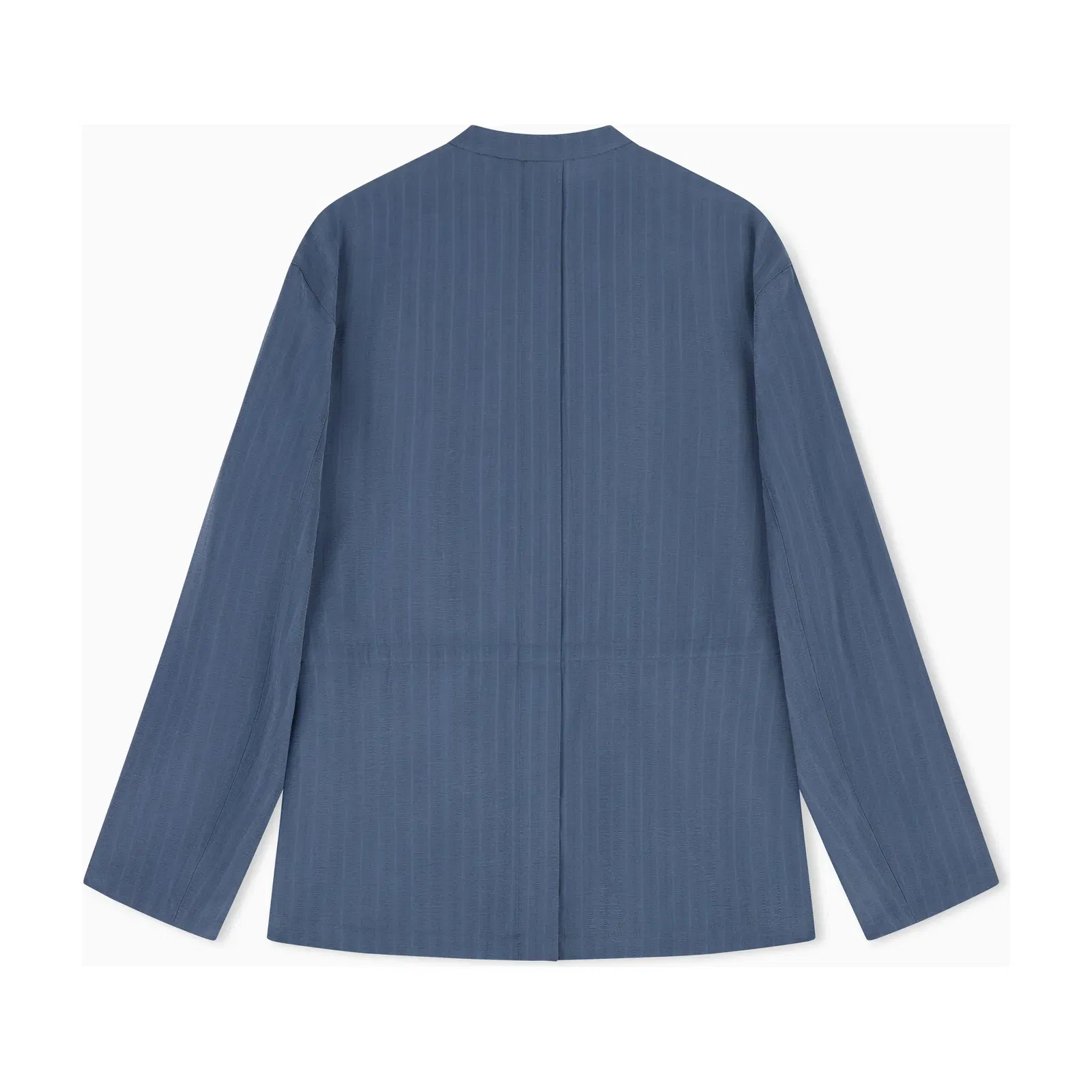 Emporio Armani Pinstriped fluid fabric guru-collar jacket