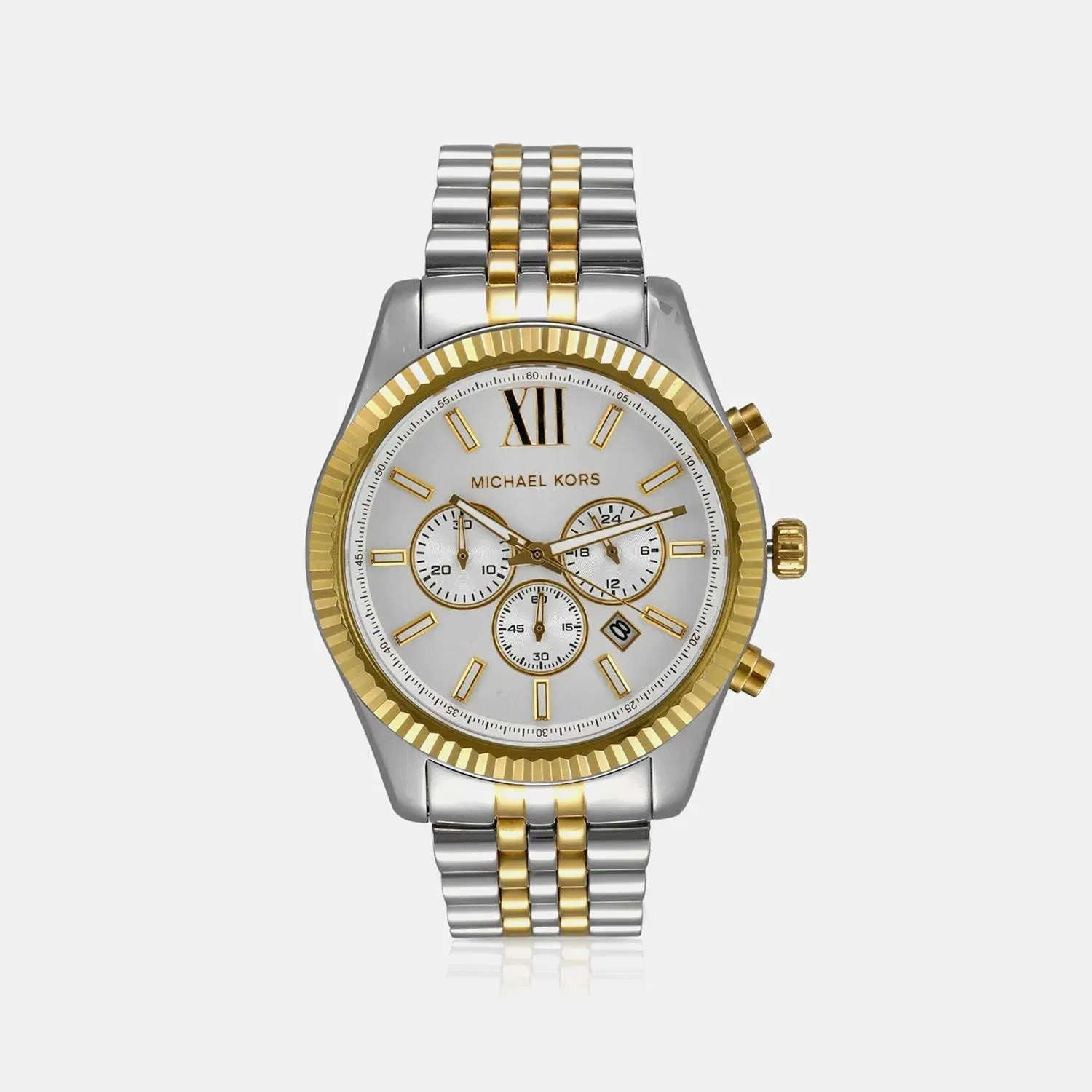 Michael Kors Lexington Men Quartz Silver Dial Chronograph Stainless Steel Watch Mk8344
