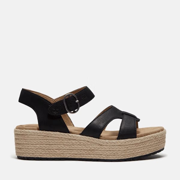 Timberland Santorini Sun Backstrap Sandal Black Full-Grain Women'S