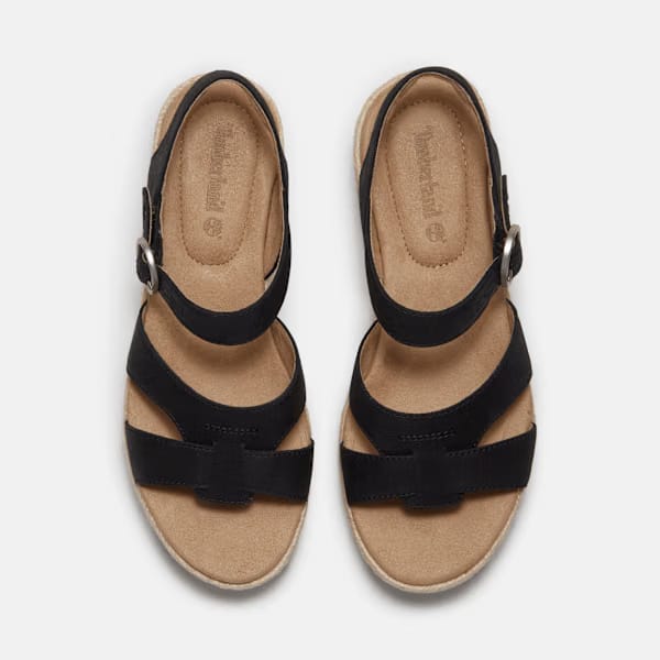 Timberland Santorini Sun Backstrap Sandal Black Full-Grain Women'S