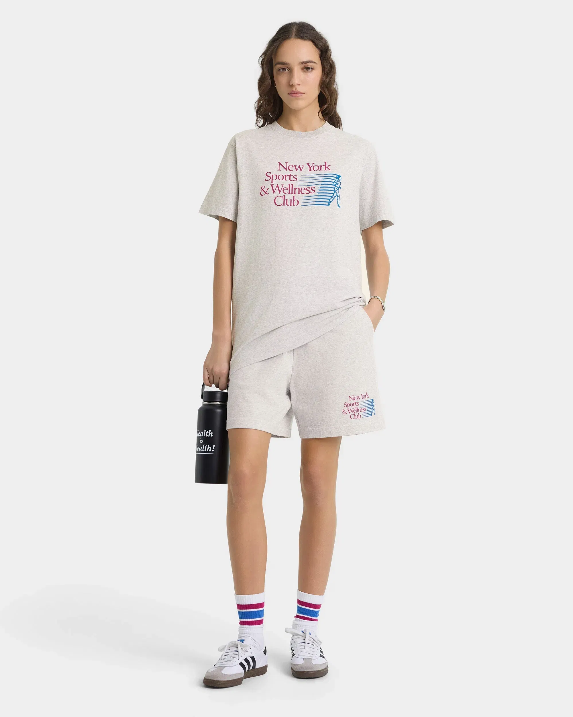 NY Motion Gym Short - Heather Gray/Berry/Azure