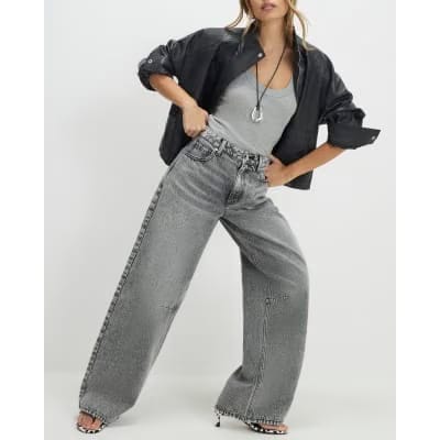 Grey Classic Barrel Jeans