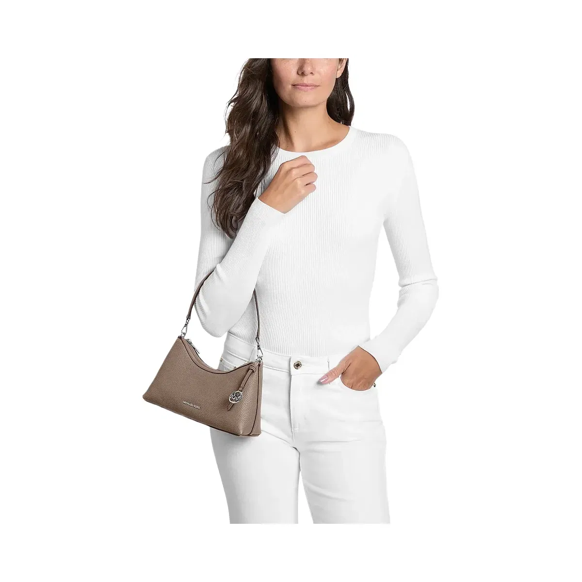 Michael Kors Sammy Small Pebbled Leather Convertible Crossbody Bag Mushroom