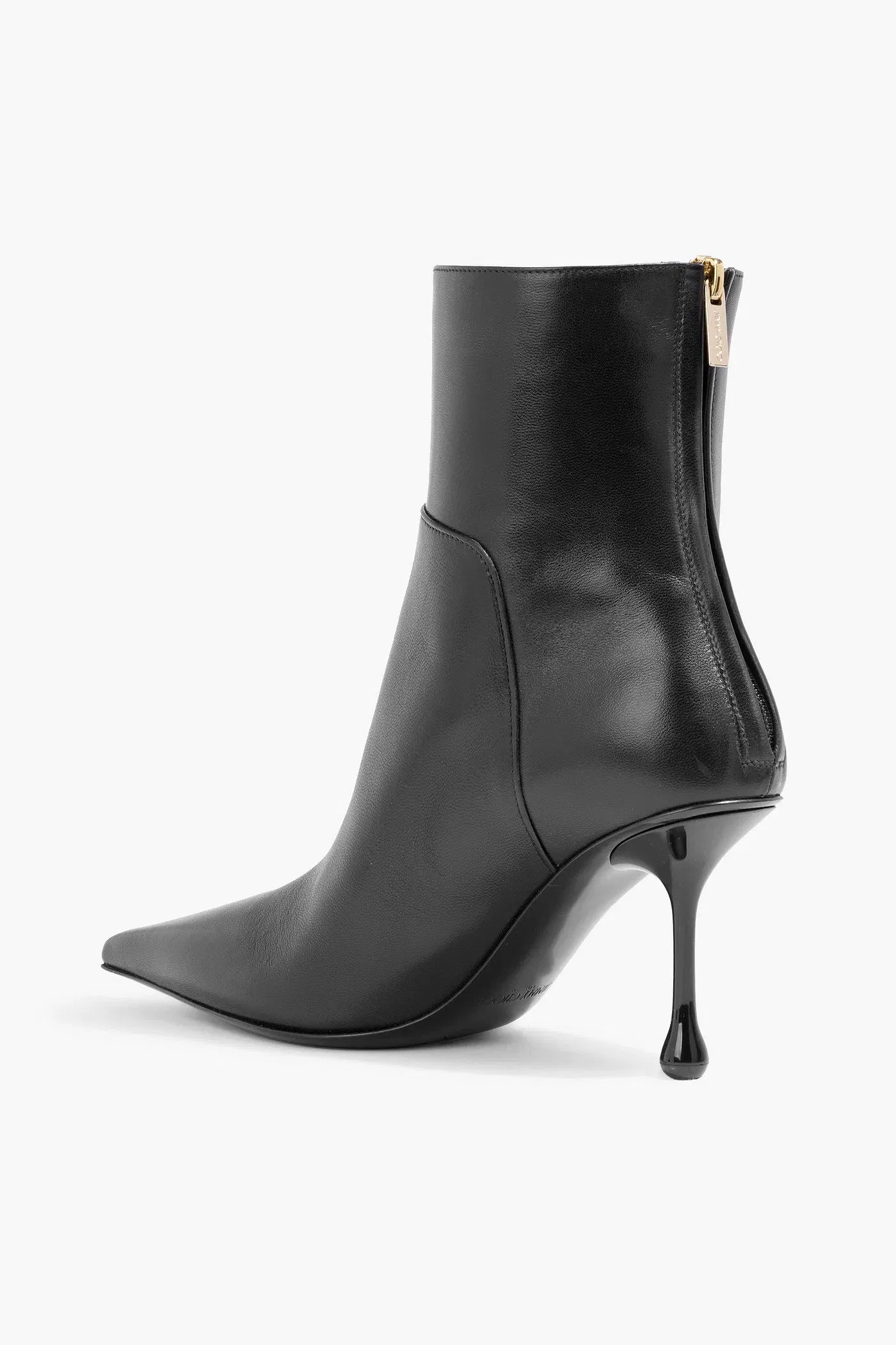 Jimmy Choo Cycas 80 Leather Ankle Boots Black Women's