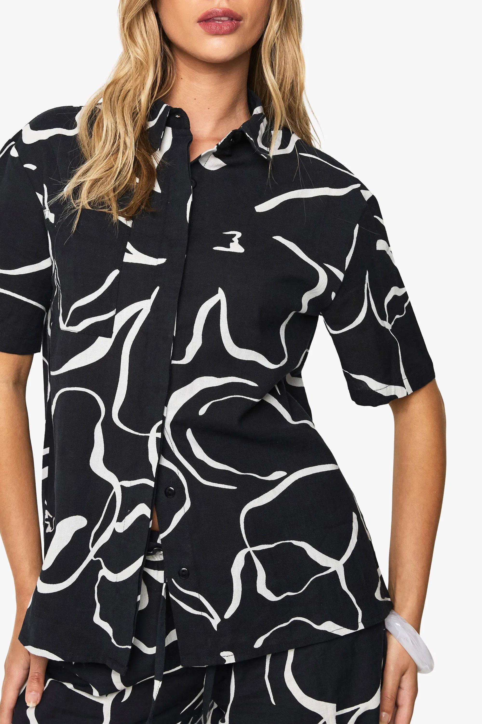 Abstract Floral Textured Shirt