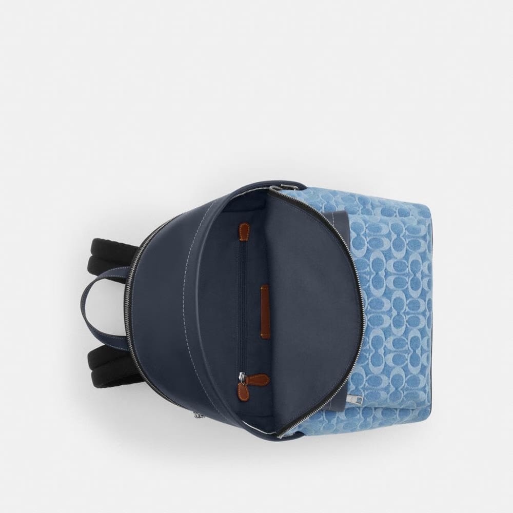 Coach Taylor Backpack In Signature Denim Silver Denim