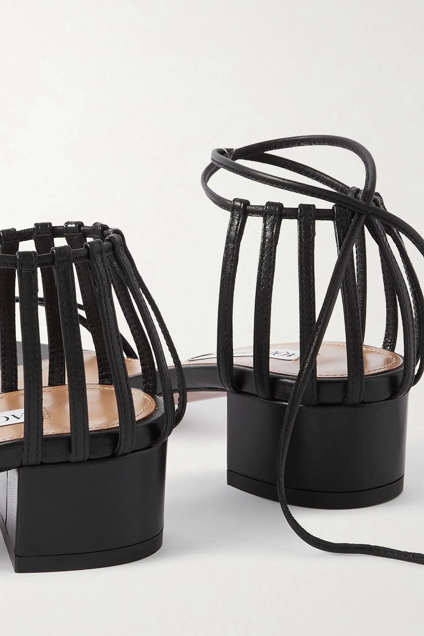 Aquazzura Straight To Heaven Leather Sandals Black Women's