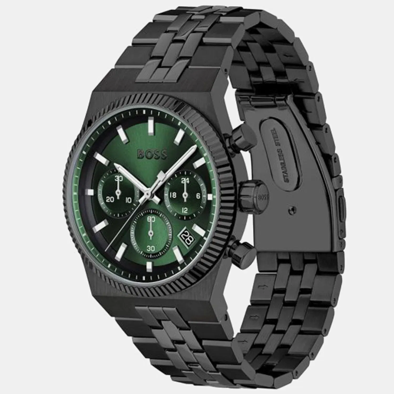 Boss Candor Men Quartz Green Dial Chronograph Stainless Steel Watch 1514308