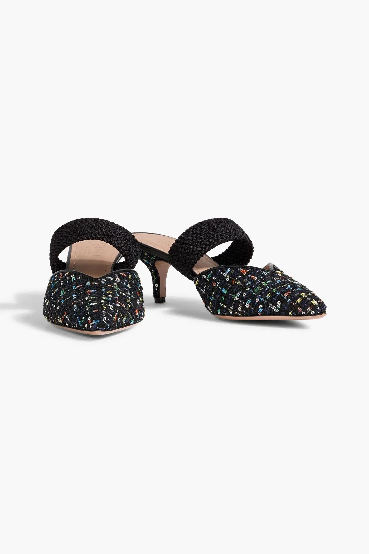 Malone Souliers Maisie 45 Sequin-Embellished Tweed Mules Black Women's
