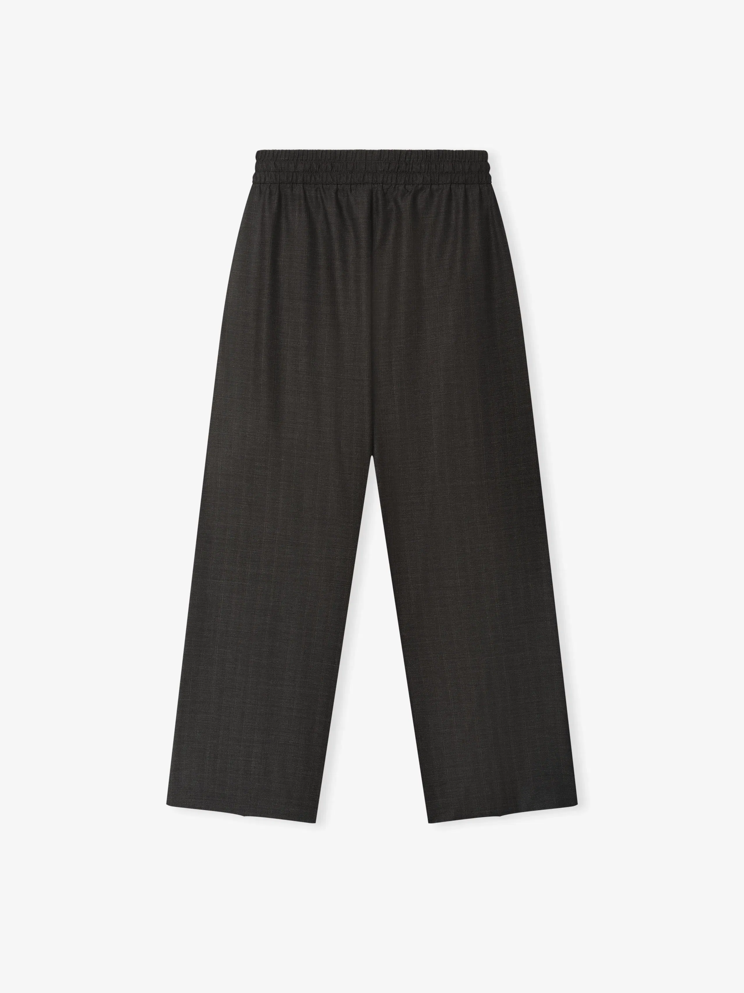 Essentials Grey Striped Wool Wide Leg Drawstring Pants Grey Striped