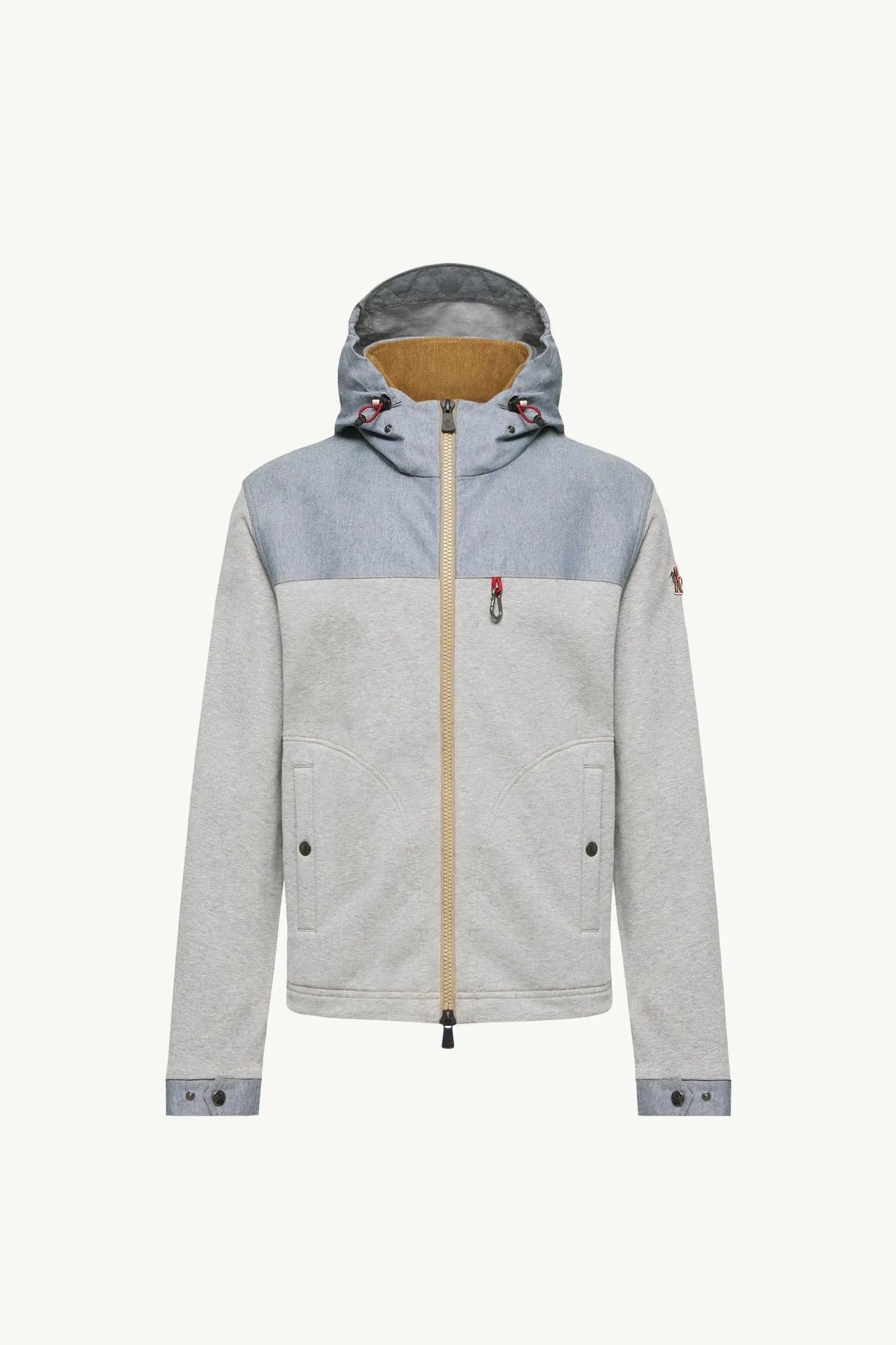 Moncler Cotton & Chambray Zip-Up Sweatshirt Grey Grey