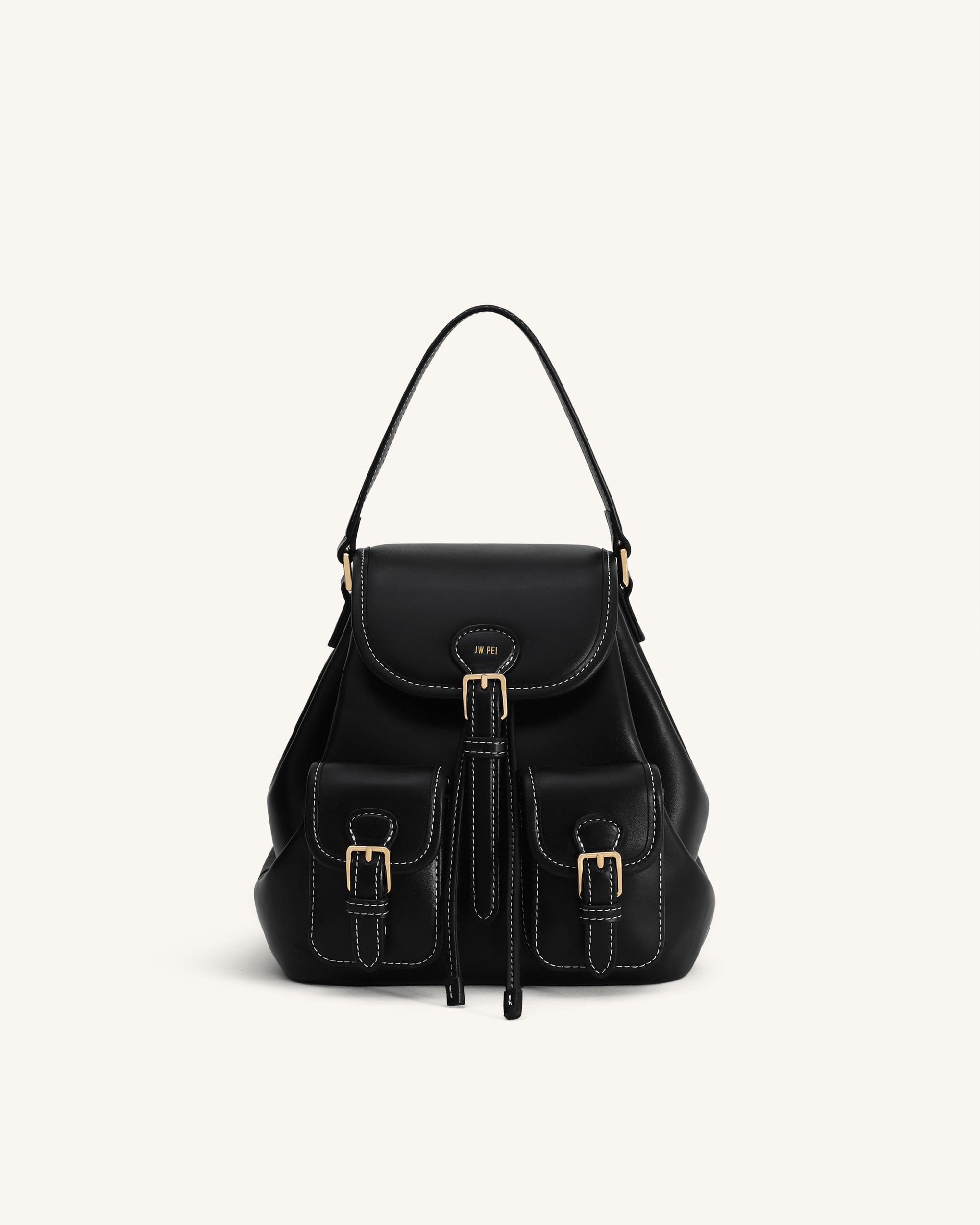 Harper Buckle Pocket Backpack - Dark Brown