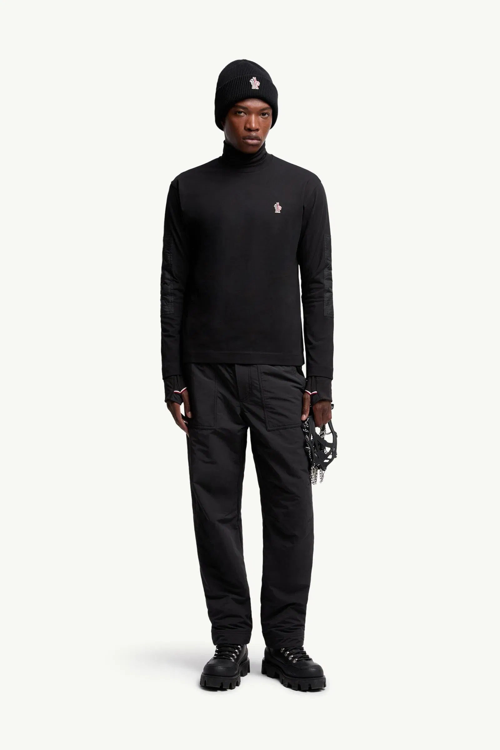 Moncler Logo Cotton Long Sleeve T-Shirt Black Black