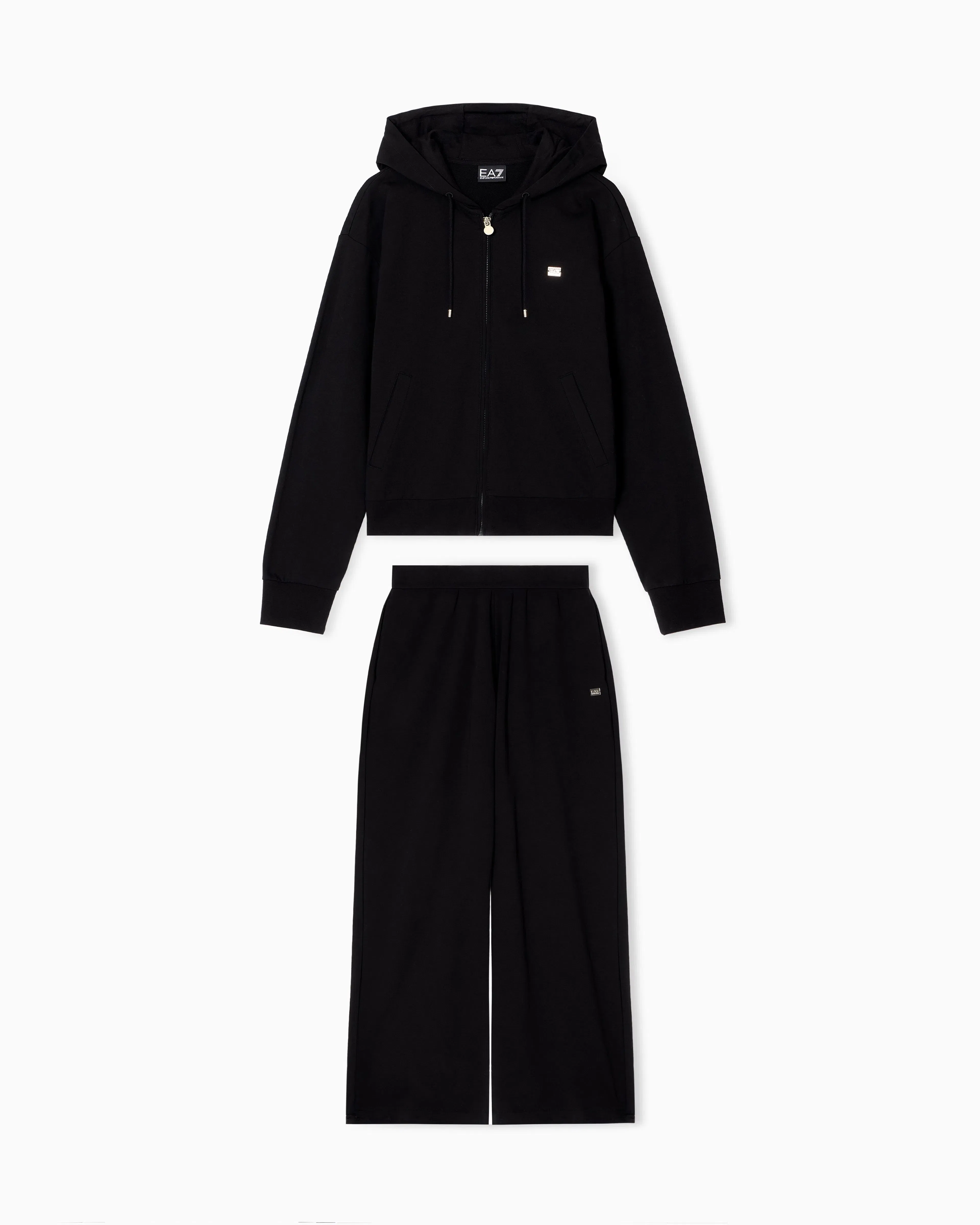 EA7 Cotton stretch suit with hood and wide pants Core Lady