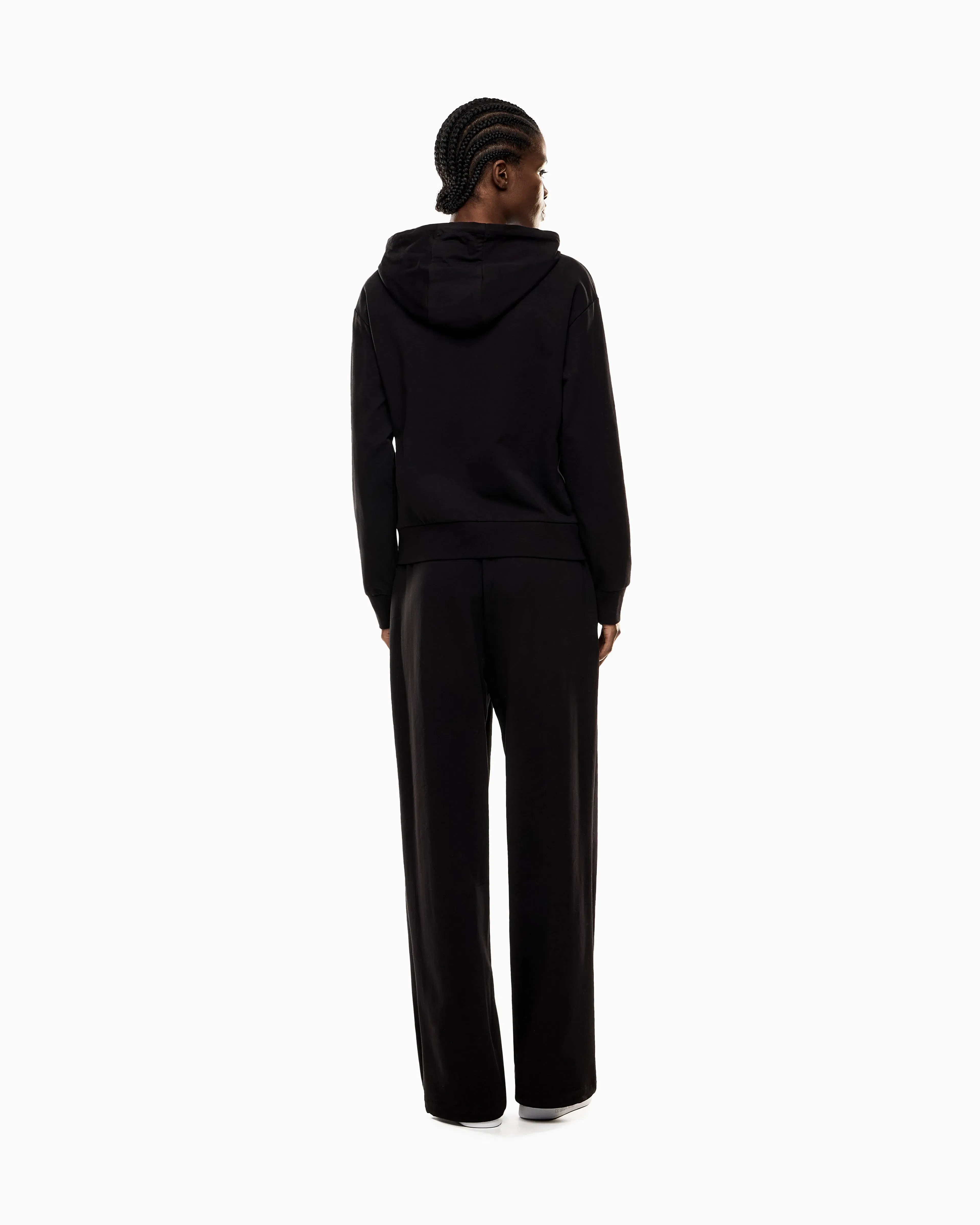 EA7 Cotton stretch suit with hood and wide pants Core Lady