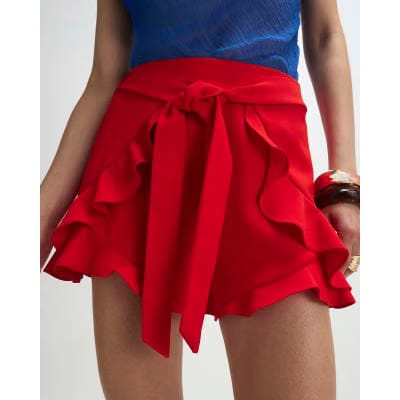 Red Layered Frill Shorts