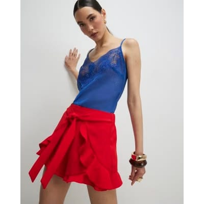 Red Layered Frill Shorts