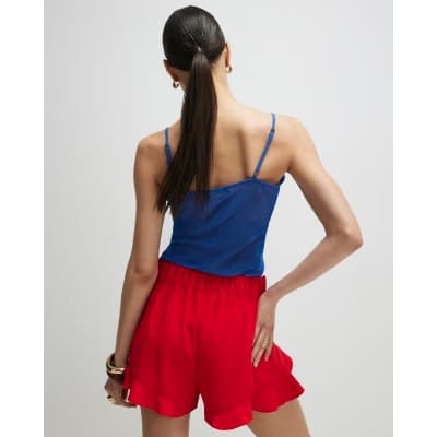 Red Layered Frill Shorts
