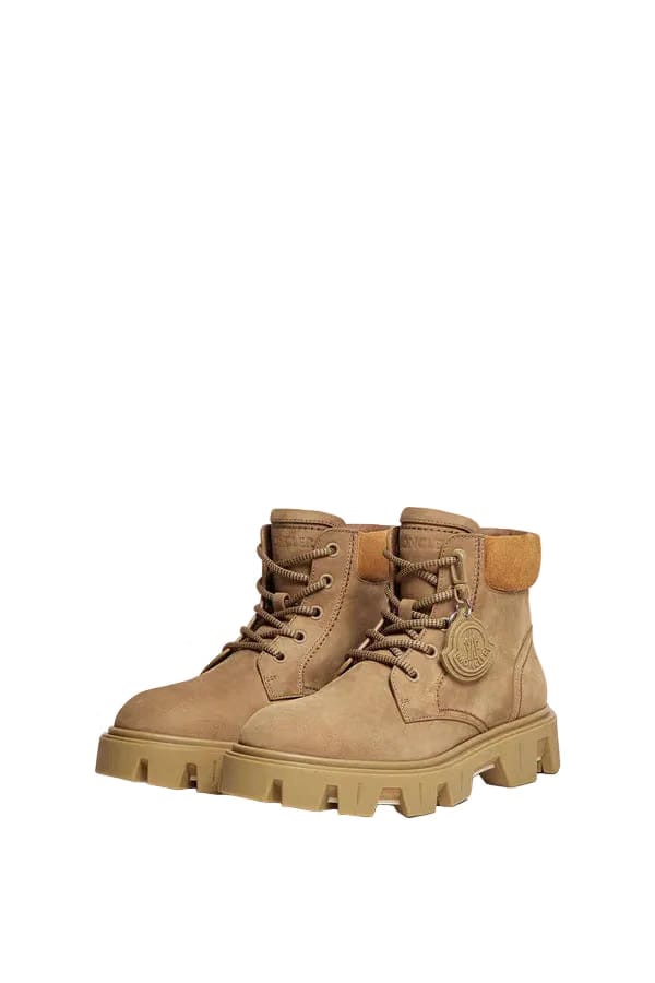 Moncler Peak City Nubuck & Suede Lace-Up Boots Khaki