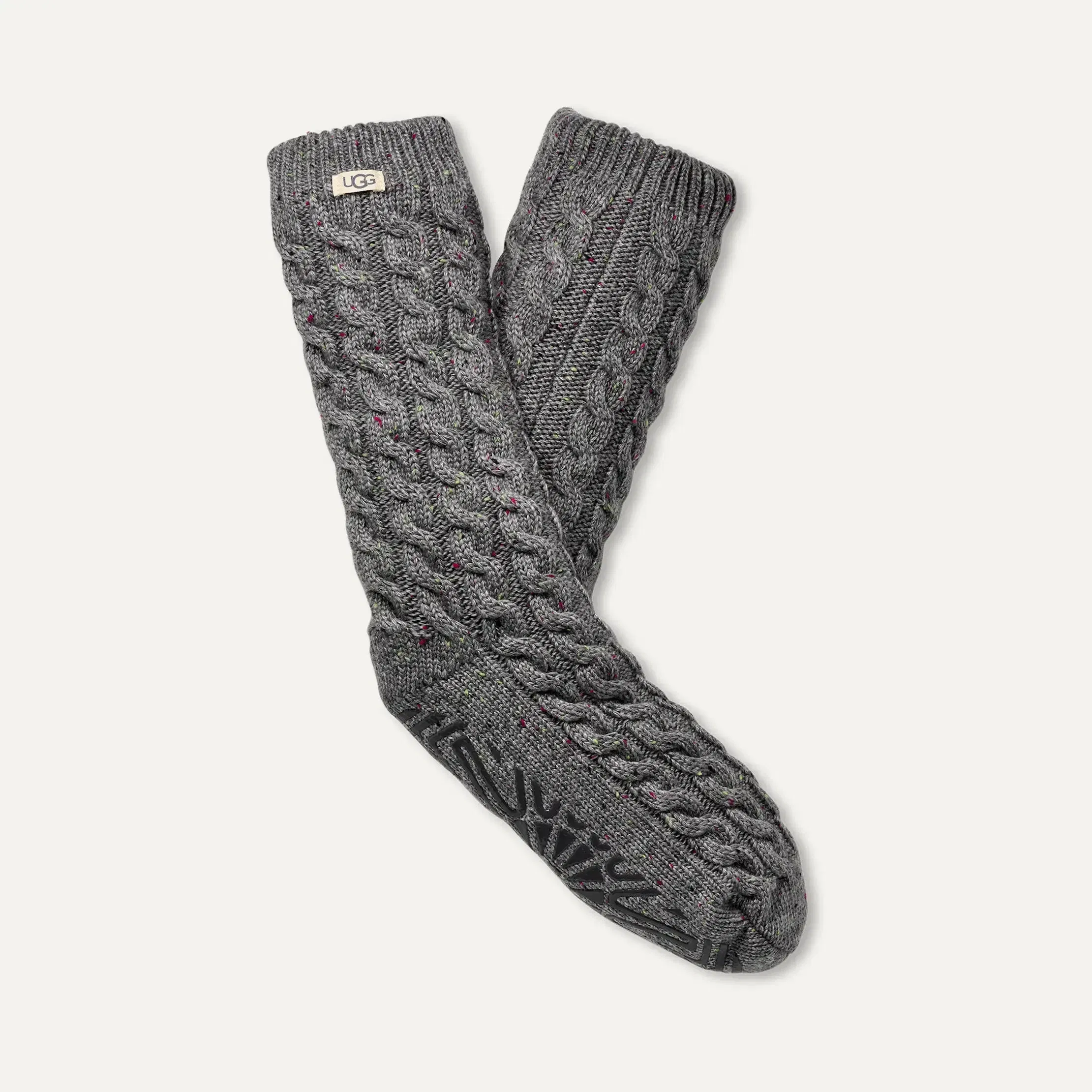 Ugg Elowyn Cable Knit Fleece Lined Charcoal Heather Confetti