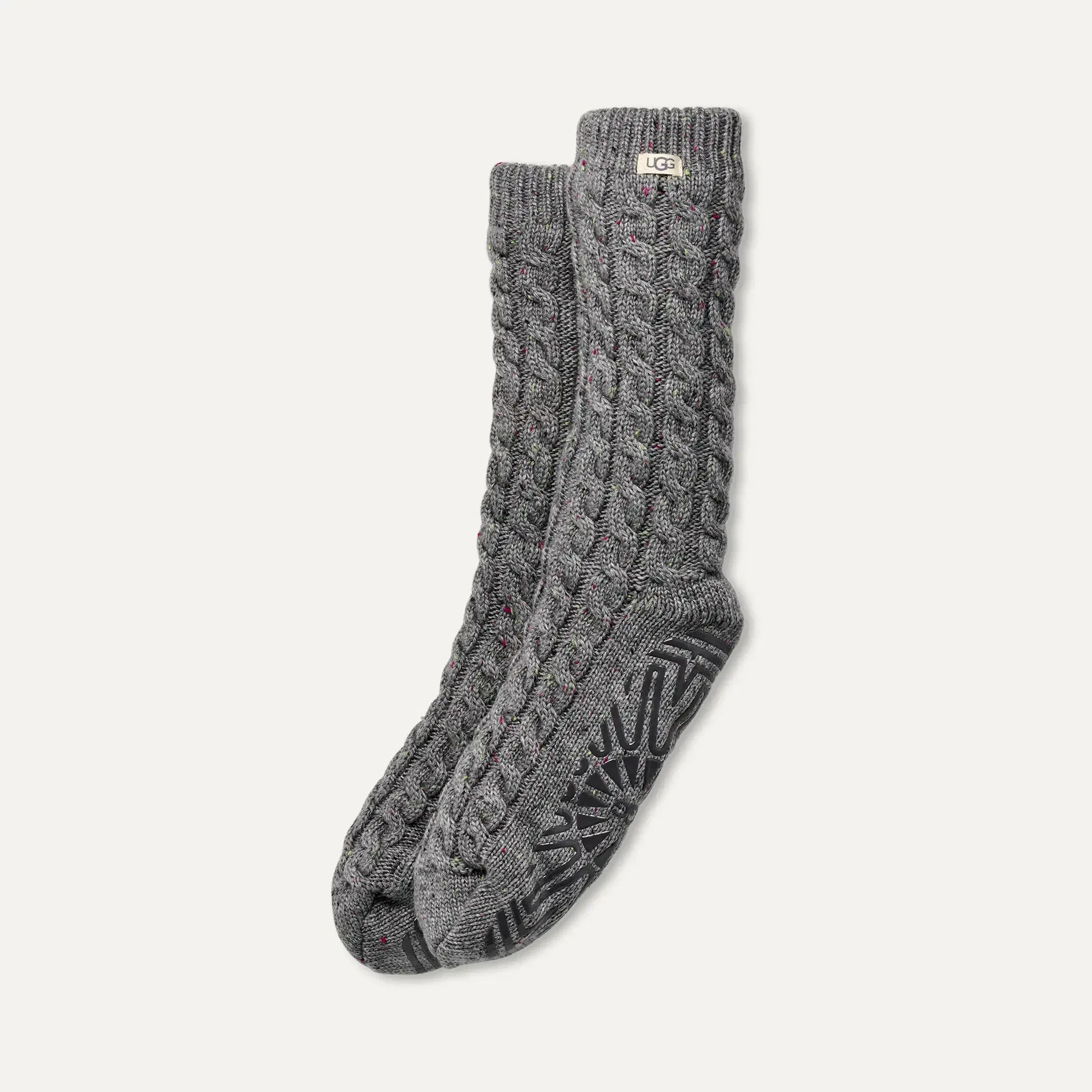 Ugg Elowyn Cable Knit Fleece Lined Charcoal Heather Confetti