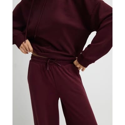 Red Premium High Waisted Wide Leg Joggers